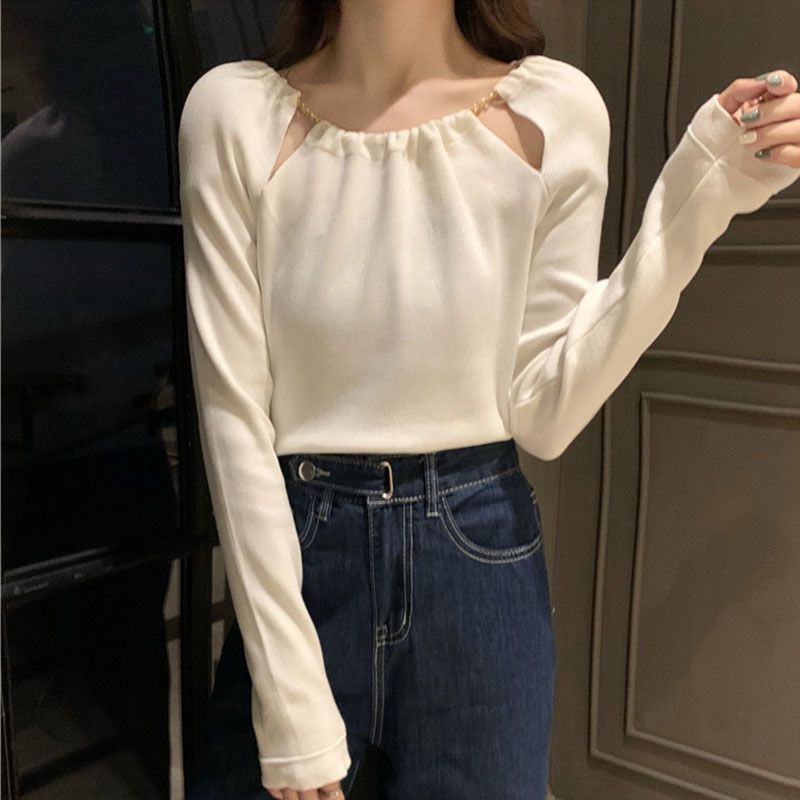 Base Layer Top - 키무토모 2026년 신상품, 체인 장식이 들어간