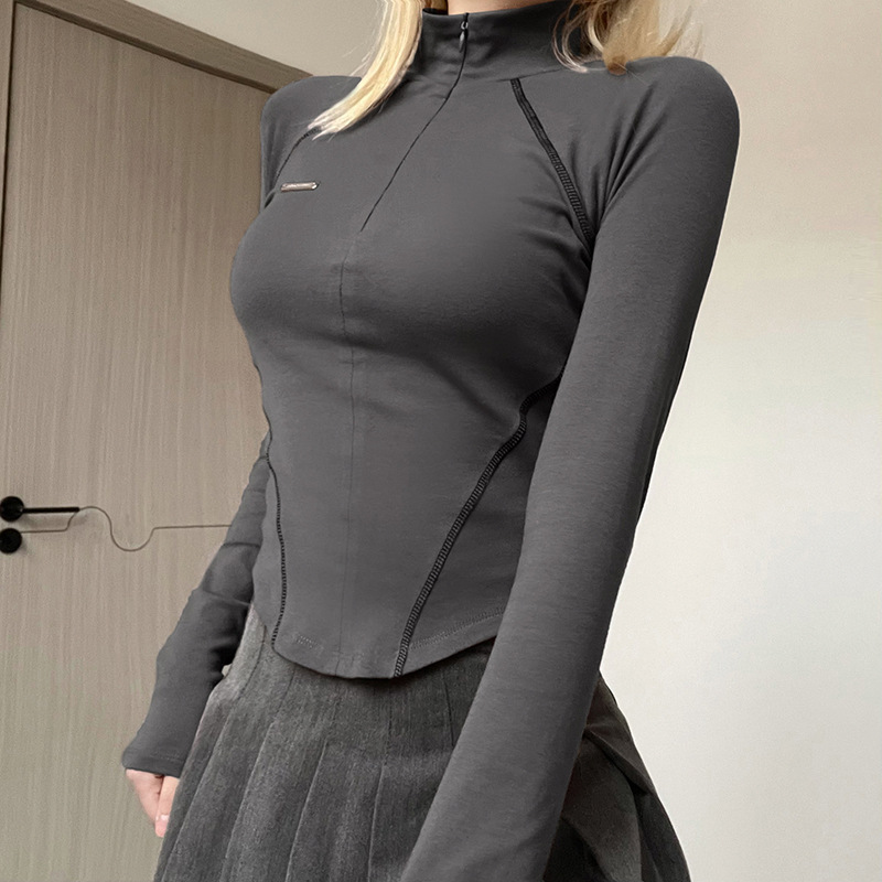 스파이시 걸 숏 지퍼 하이 칼라 스포티 타이트 핏 티셔 - T Shirt Tight Fit 리뷰 및 가격